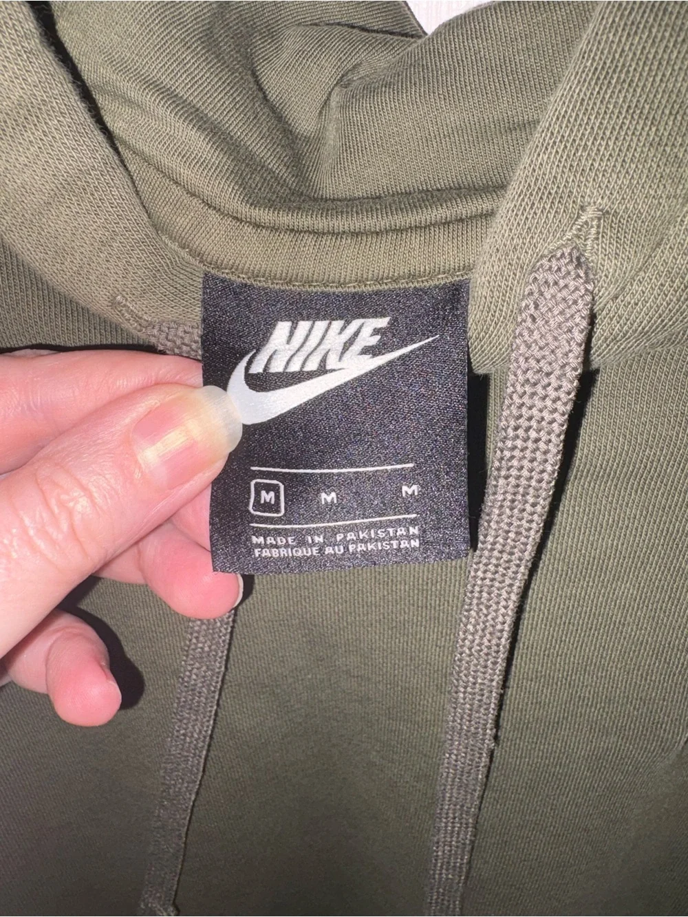 Nike Olive Green Hoodie with Small White Logo
